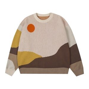Harsh and Cruel Sweater Mountain Landscape Crew Neck Sweater Size Medium